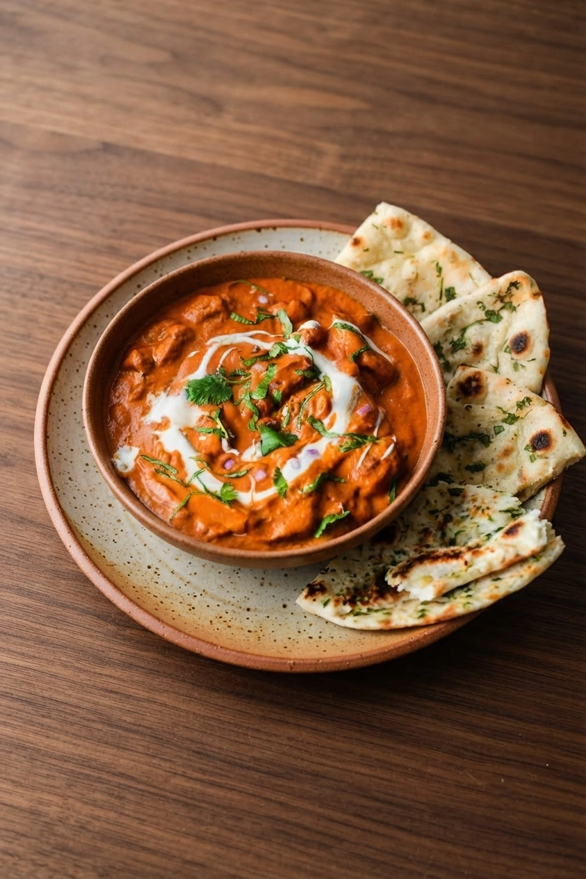 Butter chicken with naan at Great Canadian Pizza & Butter Chicken Hut - Macleod, Calgary